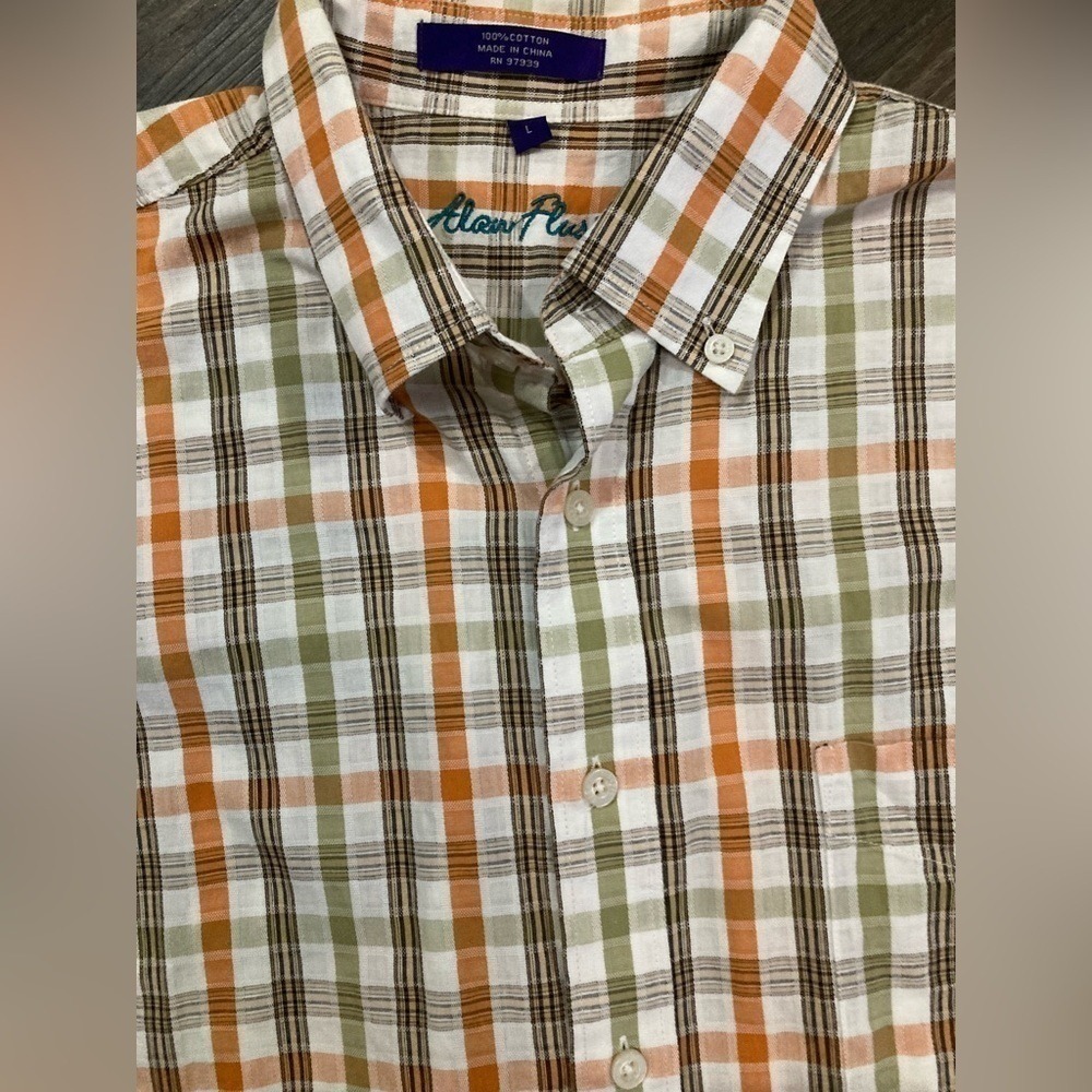 Alan Flusser Men's Large Short Sleeve Button Down Shirt